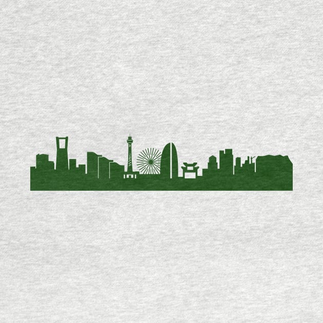 YOKOHAMA skyline in forest green by 44spaces